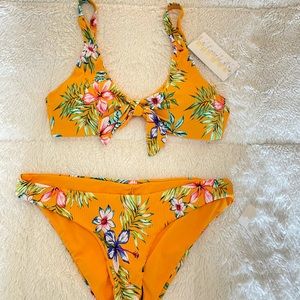 TiniBikini Orange/Floral Bikini NWT